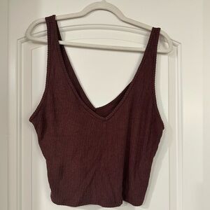 Abercrombie & Fitch Brown Ribbed Crop Tank Top